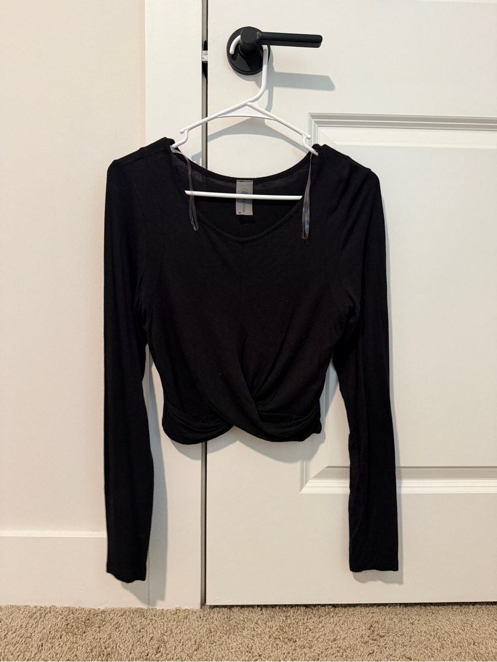 AS Revival Black Long-Sleeve Twist-Front Crop Top